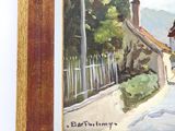 a picture of a painting of a woman walking down the street