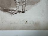 a drawing of a man with skis and poles in his hand