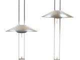 paire de lampadaires modernes du milieu du siècle, en chrome et en verre