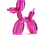pink balloon dog sculpture on a white background