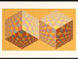 an image of a picture of two cubes with a yellow background