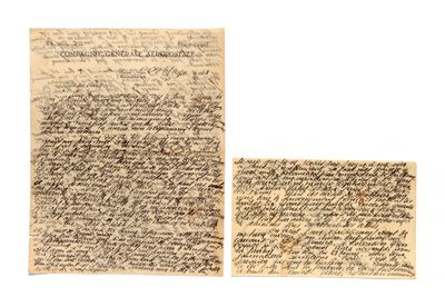 two pieces of old paper with handwriting on them