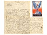 une lettre manuscrite sur laquelle figure l'image d'un ange