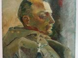 painting of a man in a suit and tie in front of a wall