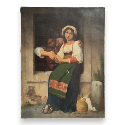 un tableau représentant une femme assise sur un rebord, en train de lire un livre