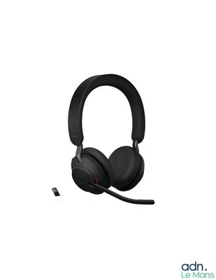 the headset is black and has a microphone attached to it