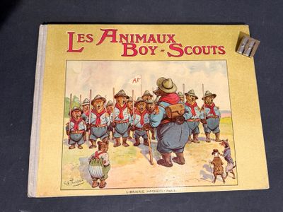 french children ' s book, les animaux boy scouts, with a picture of a group of boys