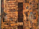 an image of a painting of a building with a lot of graffiti on it