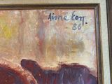 a painting of a cow that is sitting in a field