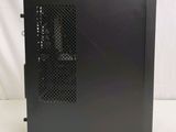 a close up of a black computer case on a white surface