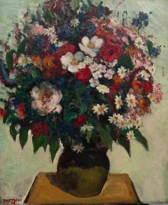 ECOLE FRANCAISE (XXe), « Grand bouquet », 1948, Huile sur toile signée - Photo 1