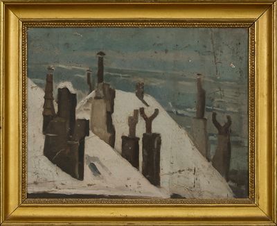 Alphonse Revilliod (1833-1900) Cheminées sous la neige Huile…