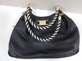 michael korsch black leather and rope shoulder bag