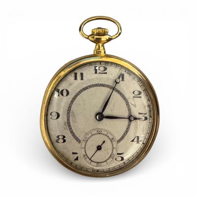 Montre de gousset en or jaune (750), le revers gravé d'un ch… - Photo 1