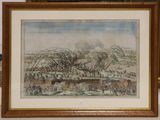 framed watercolor painting of a battle scene in a country setting