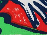 a picture of a painting of a hand holding a red umbrella