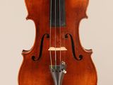 a close up of a violin with a bow on a white background
