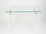 a clear table with a glass top on a white background