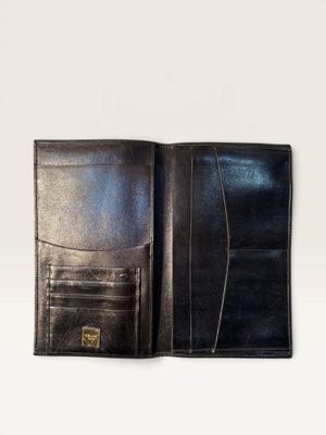 an image of a black leather wallet on a white background