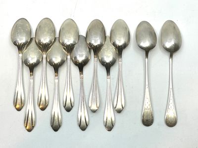 Ensemble de 11 petites cuillères dépareillés en argent 950 millièmes.  - Photo 1