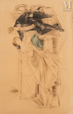an image of a drawing of a man and a woman sitting on a chair