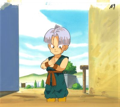 Gohan, de Dragon Ball, debout devant une porte, les bras croisés