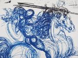 a drawing of a horse with a man riding on it