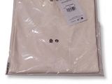 the white shirt is wrapped in plastic and has a tag on it