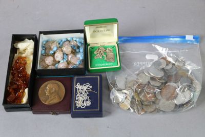 a lot of coins in a box and a coin in a box