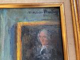 painting of a man in a suit and tie sitting in front of a window