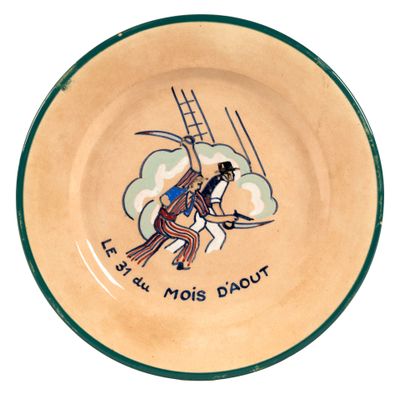 a small bowl with a picture of a man on a horse