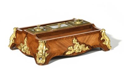 a wooden table with a clock on top of it