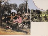 deux photos de personnes assises sur un banc dans le parc