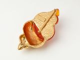 an image of a gold broochle with an orange stone in the center