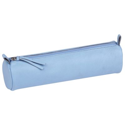 CLAIREFONTAINE - Trousse ronde - Cuir d'agneau bleu ciel - T…