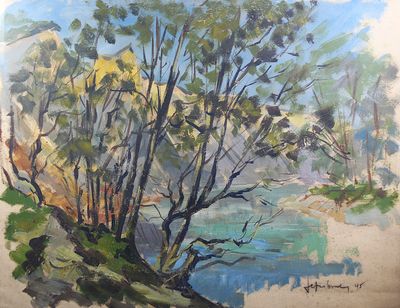 Jef FRIBOULET (1919-2003), "Paysage arboré", gouache sur pap…