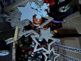 a box full of christmas decorations on a table