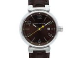 louis vutton women ' s watch with brown leather strap
