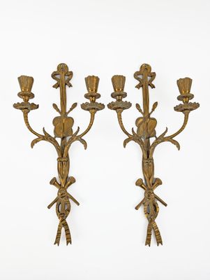 Paire d'appliques en bronze XIXe à décor musical