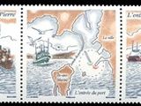 trois timbres sur lesquels figurent un bateau et un phare