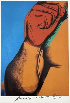 an image of a painting of a hand holding a cell phone