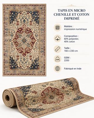 un gros plan d'un tapis sur fond blanc, accompagné d'instructions