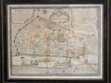 un vieux plan de la ville de londres dans un cadre en bois