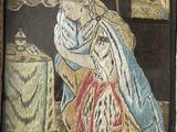 a picture of a painting of a woman sitting on a chair