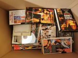 a box full of dvds and cds in it