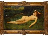 une image représentant un tableau où l'on voit une femme nue allongée dans l'herbe
