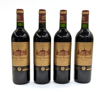 4 Bouteilles de Château Fonréaud 2001 Listrac Médoc, étiquet…
