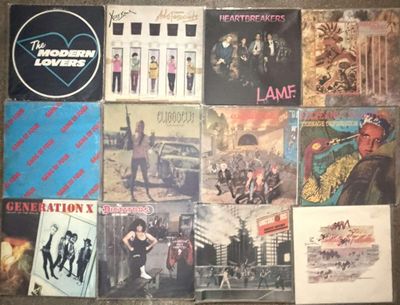 a lot of different albums on the floor together