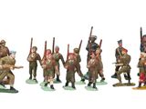 tout un tas de figurines alignées en rang