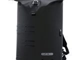 the back of a black backpack with a strap on it